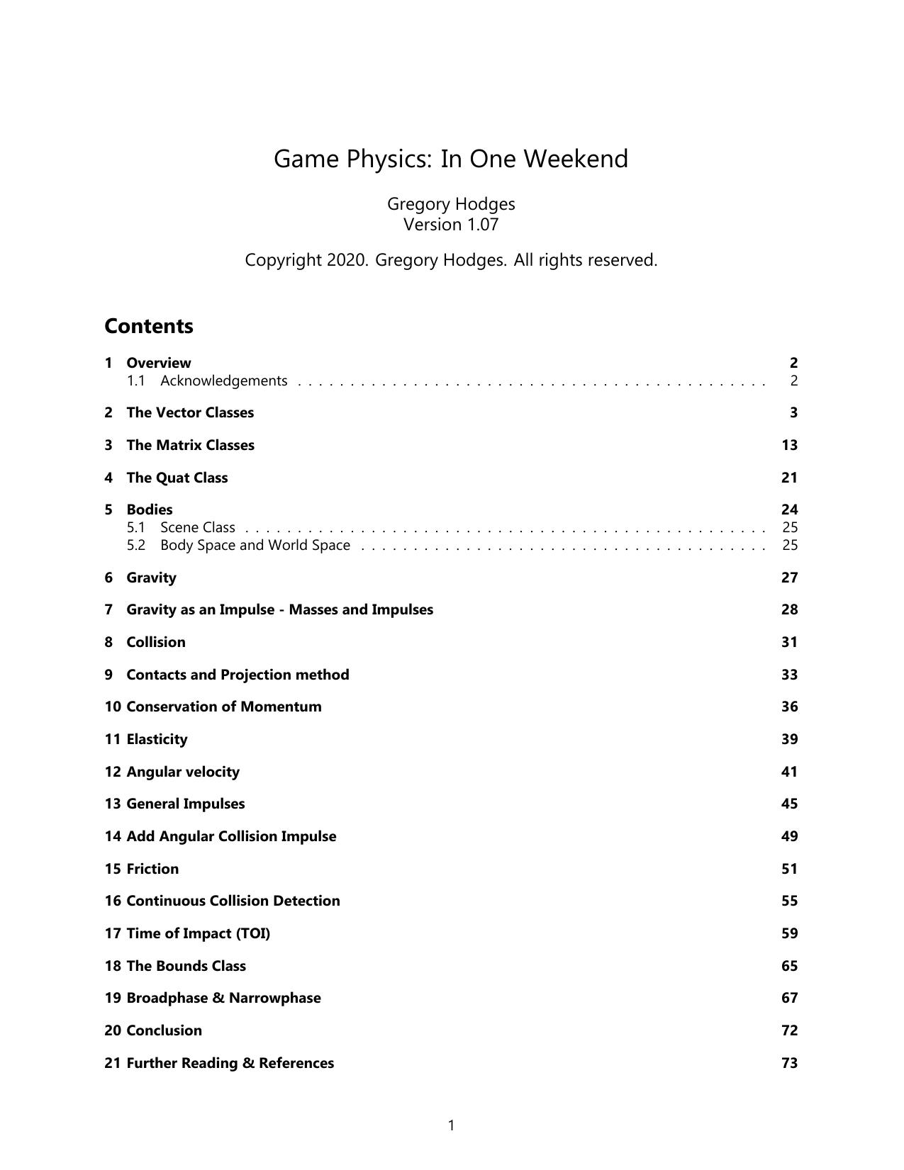 Game Physics In One Weekend